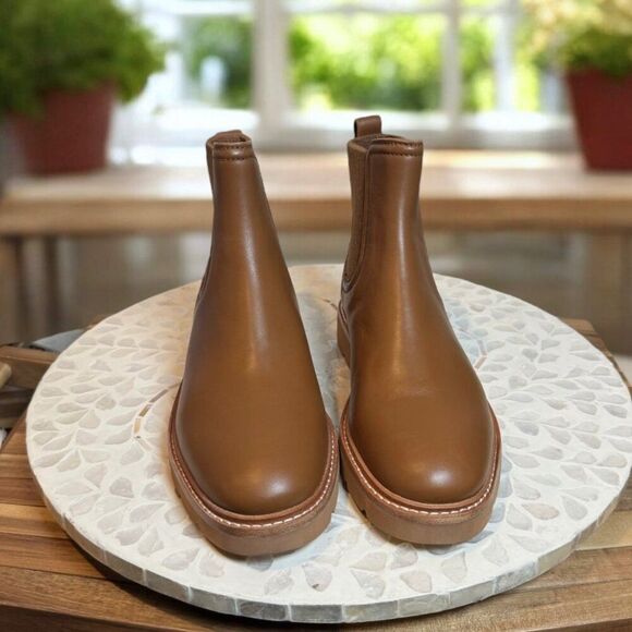 VINCE Rue Tan Leather Chelsea Boots Women’s 6M Water‑Repellent Lug Sole Womens 6 - Picture 3 of 7